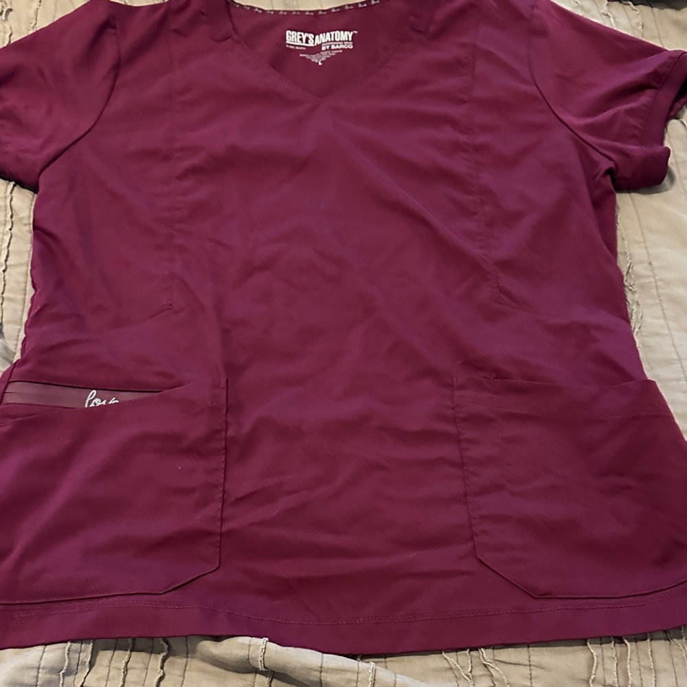 Grey's Anatomy Women's Maroon Scrub Top
